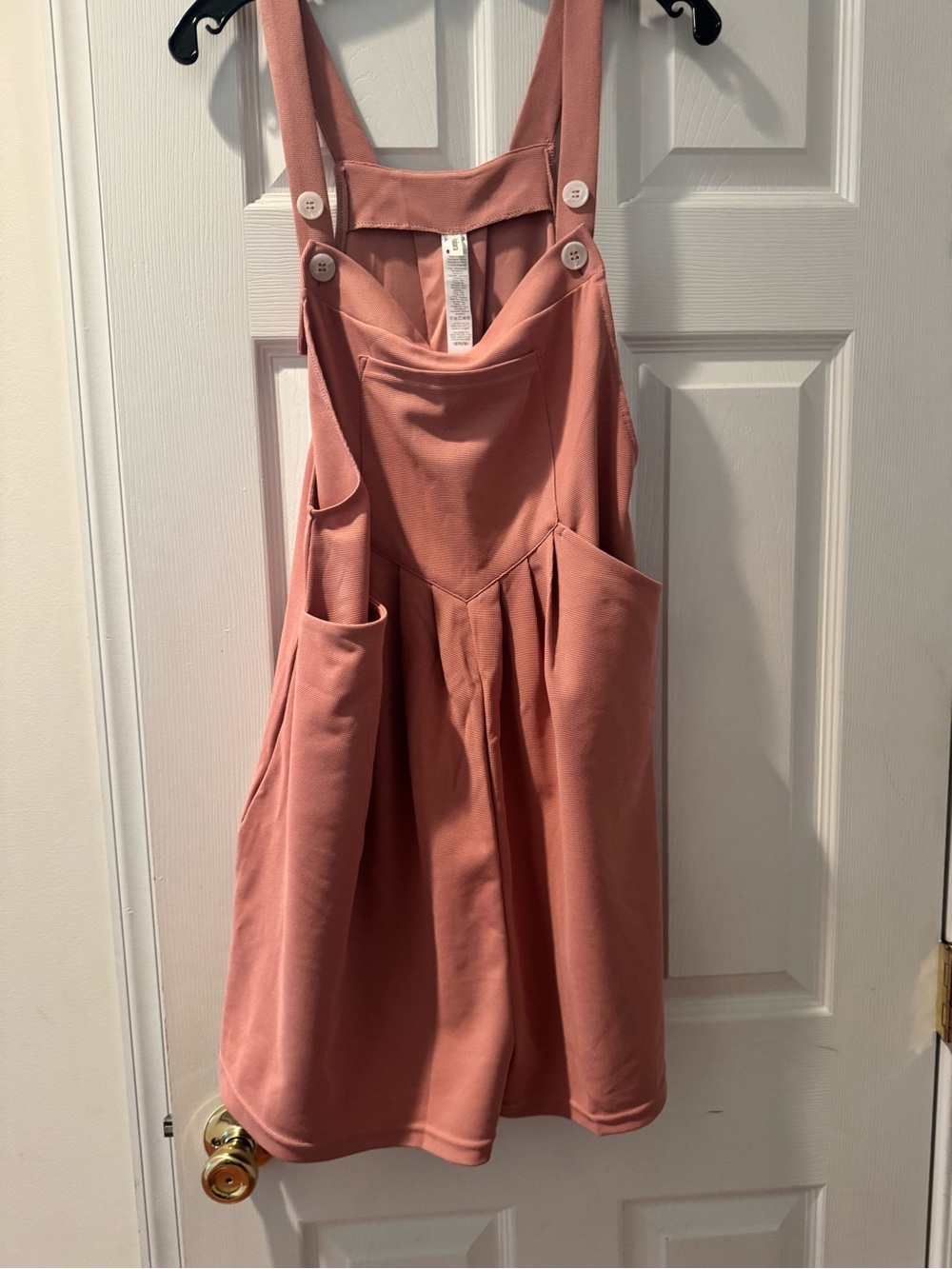 NWT Halara Rose Tan Pockets Waffle Casual Short Overalls